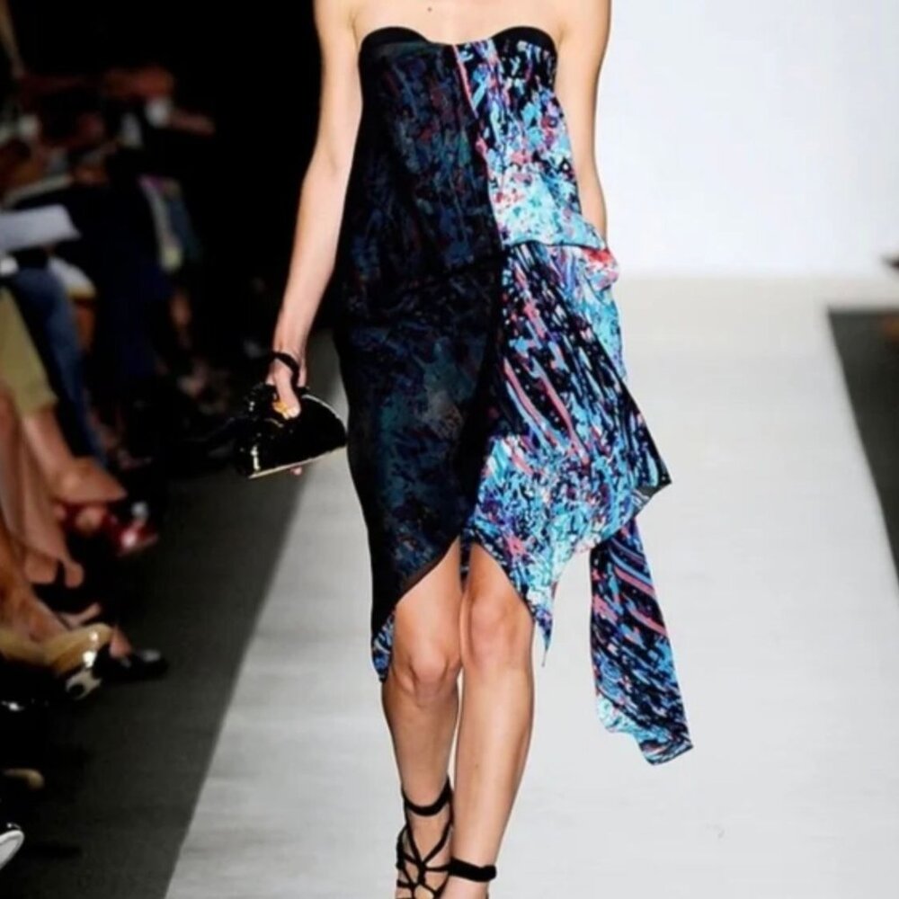 BCBG Max Azria Runway Dress - Black Silk Chiffon - NWT Size 4